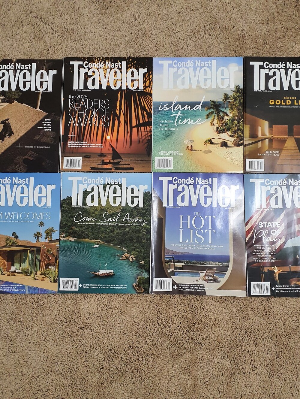 Conde Nast Traveler Magazine Lot Of 8 Sept 25 To Aug 2026 Issues For Collectors